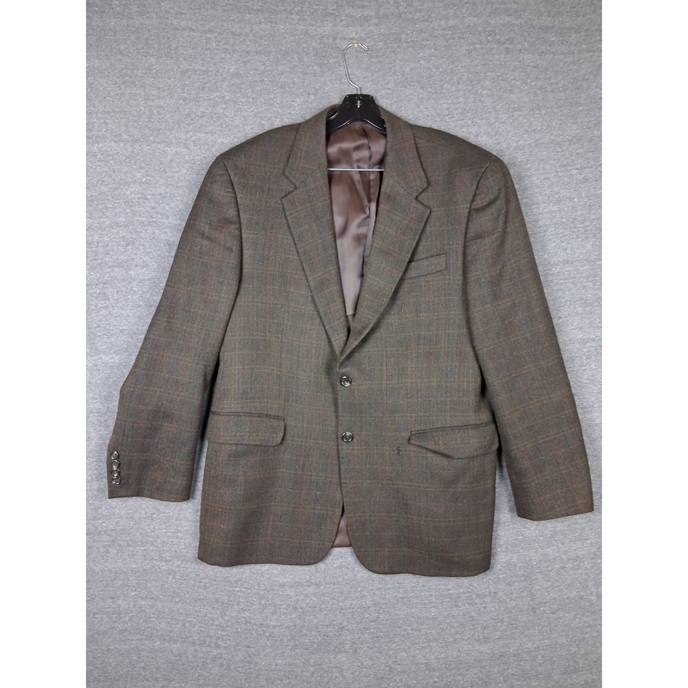 Lauren Ralph‎ Lauren Mens Jacket 42R Brown Plaid Plaid Wool Sportcoat Blazer